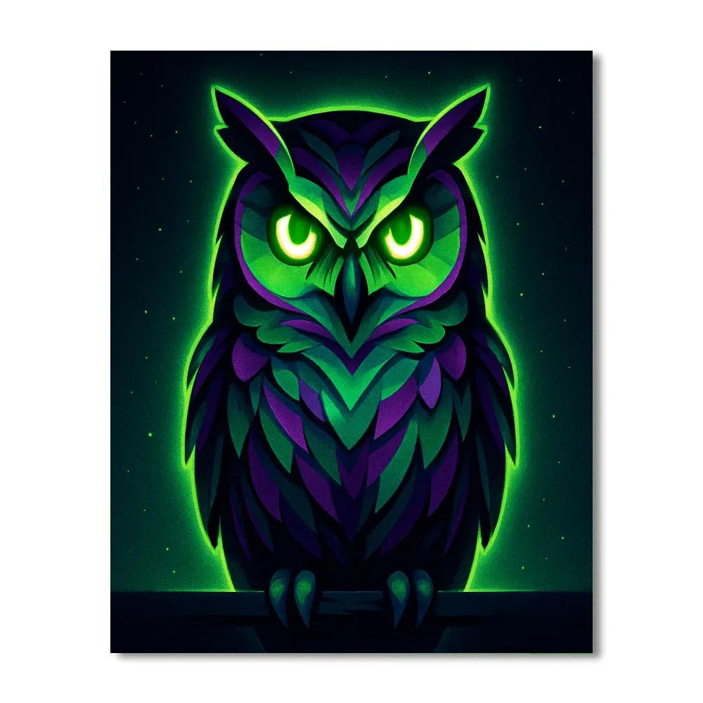 Midnight Neon Owl Numbered painting kits