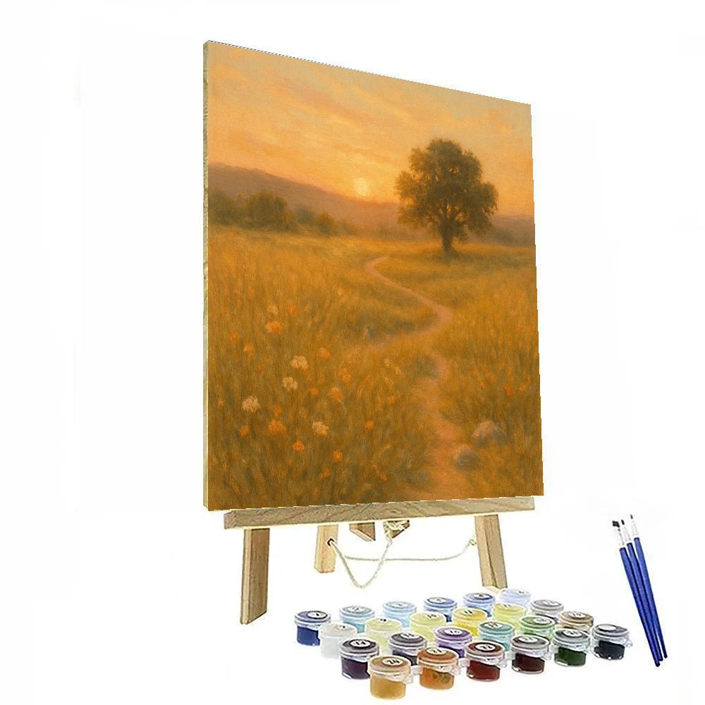 Meadow With Golden Sunset Painting by numbers kit