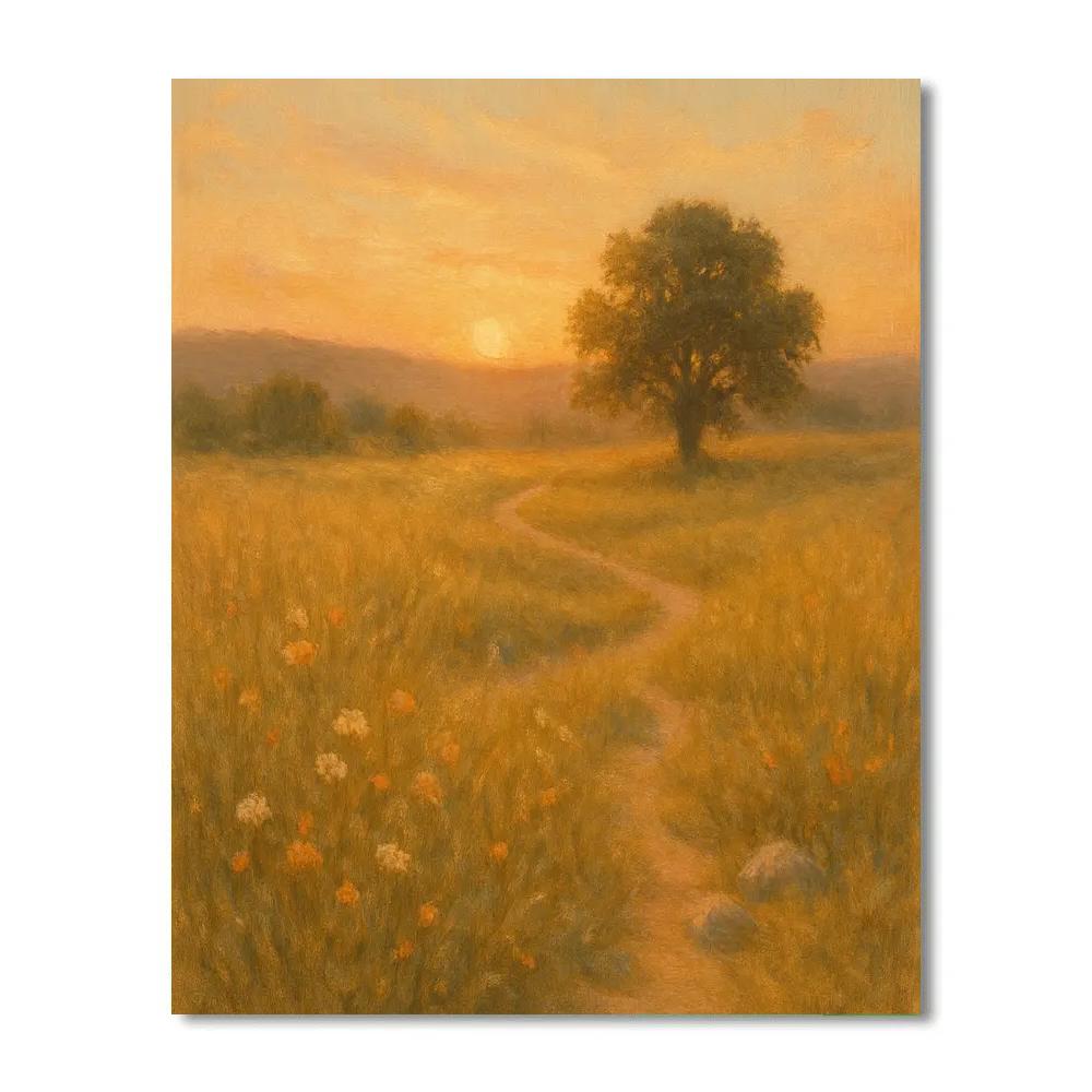 Meadow With Golden Sunset Painting by numbers kit
