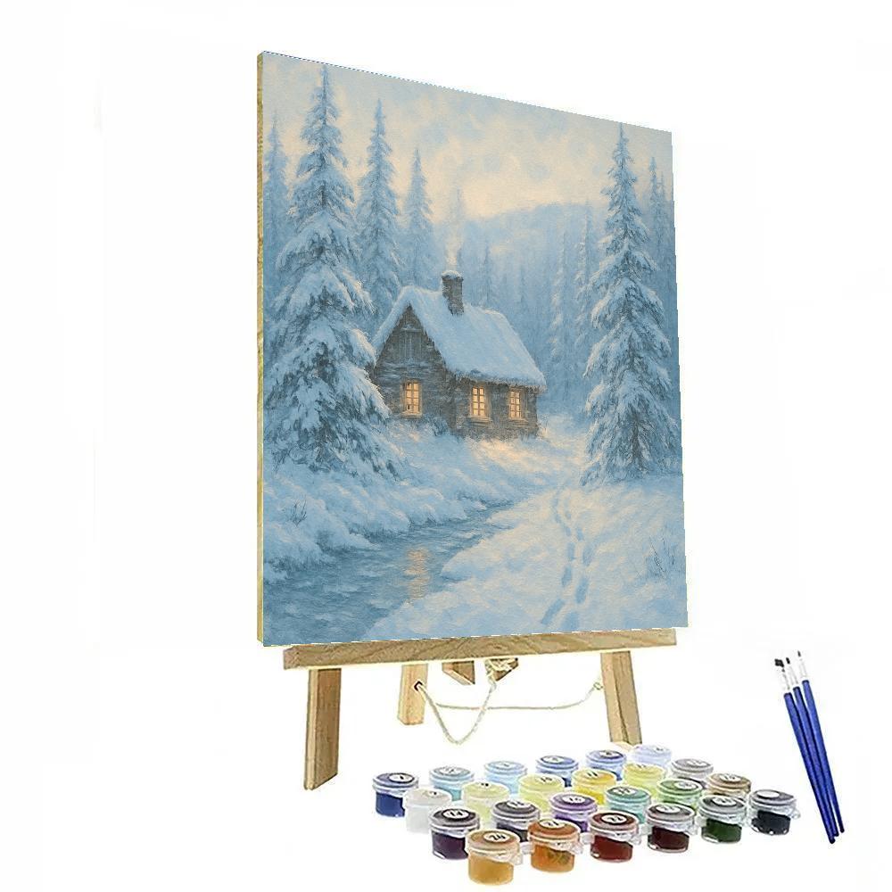 Cabin Among Silver Pines paint by numbers