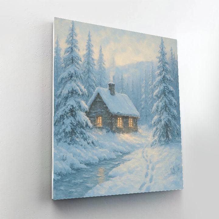Cabin Among Silver Pines paint by numbers