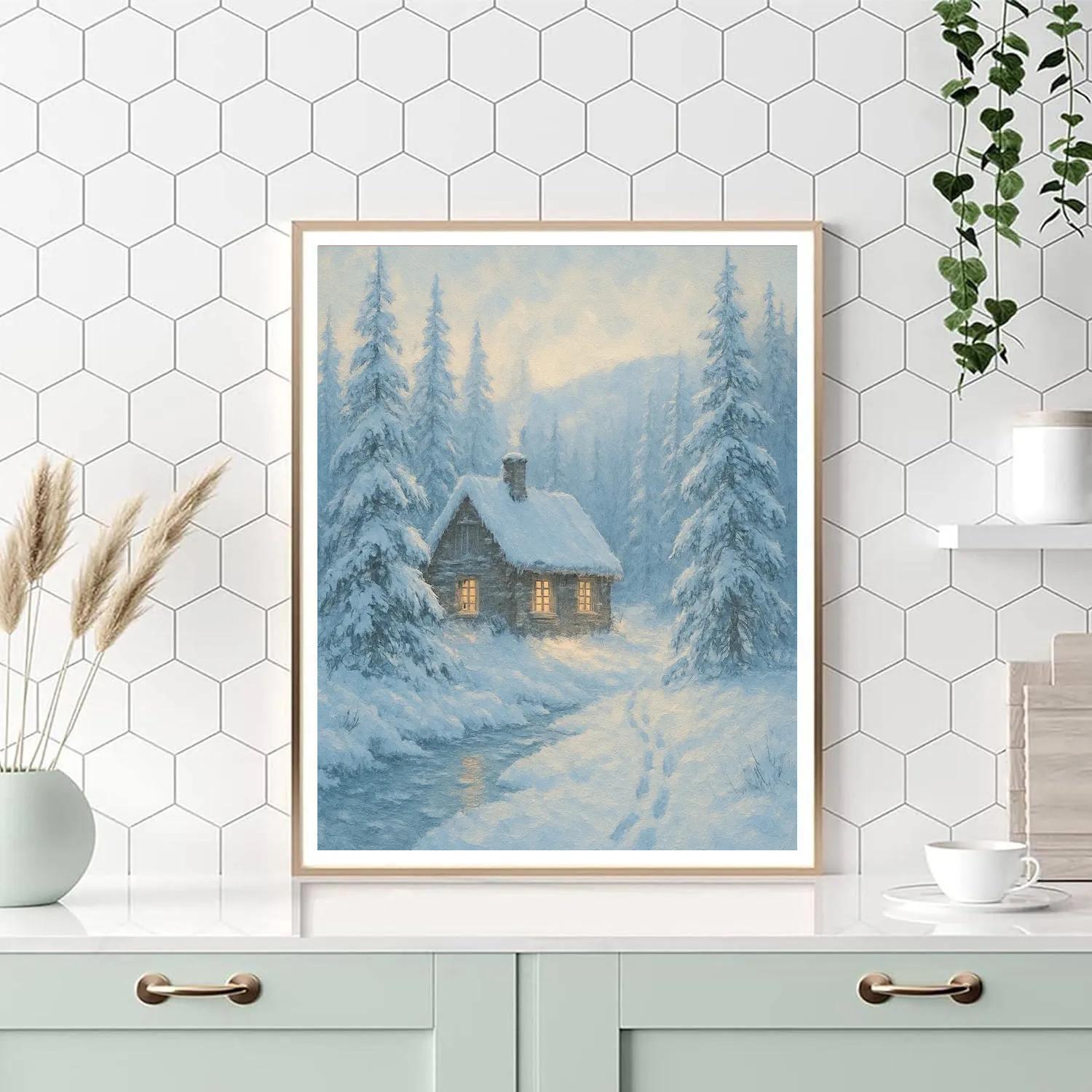Cabin Among Silver Pines paint by numbers