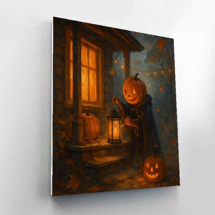 Pumpkin Lantern On Autumn Porch DIY paint by numbers