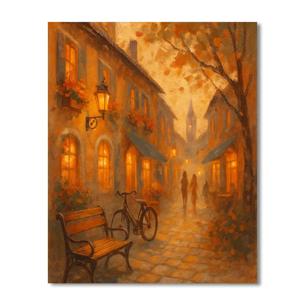 Sunset Alley With Cozy Lanterns painting number kit