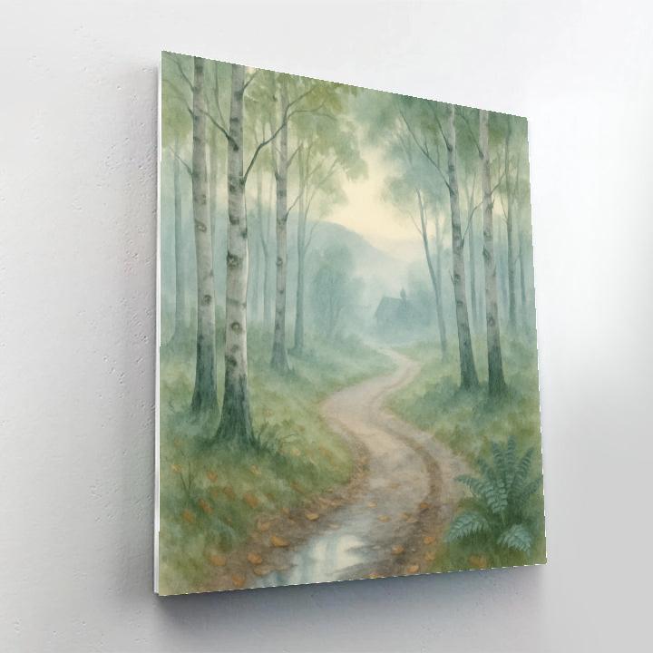 Birch Lane At Misty Dawn Painting by numbers kit