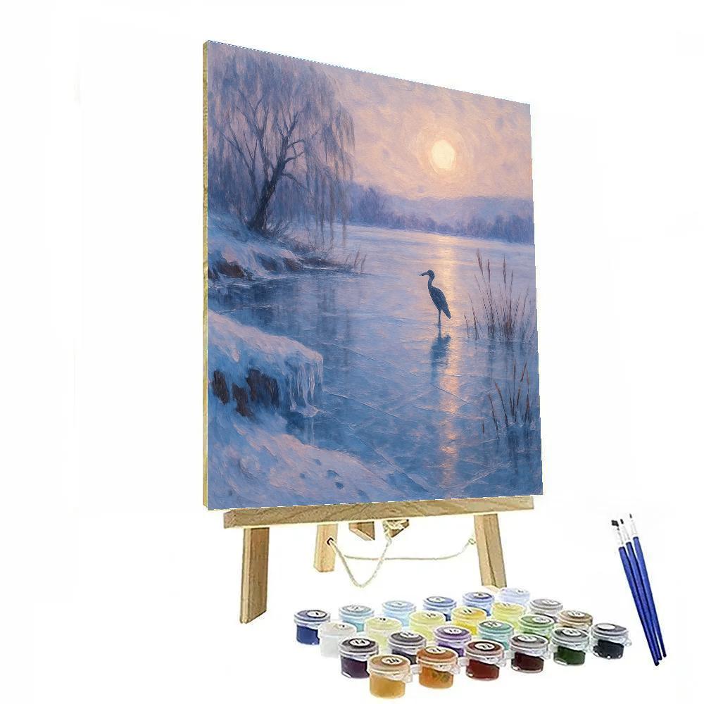 Frozen Lake With Indigo Reflections Number painting