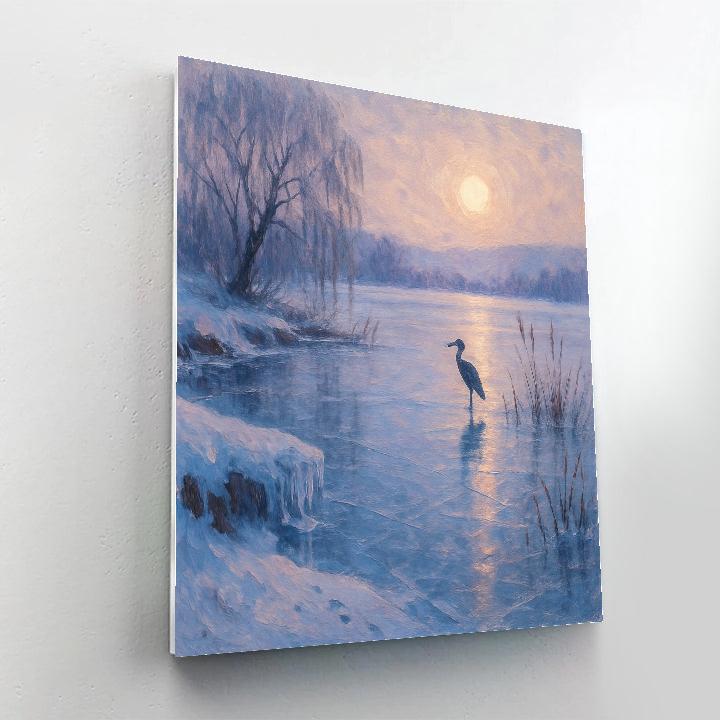 Frozen Lake With Indigo Reflections Number painting
