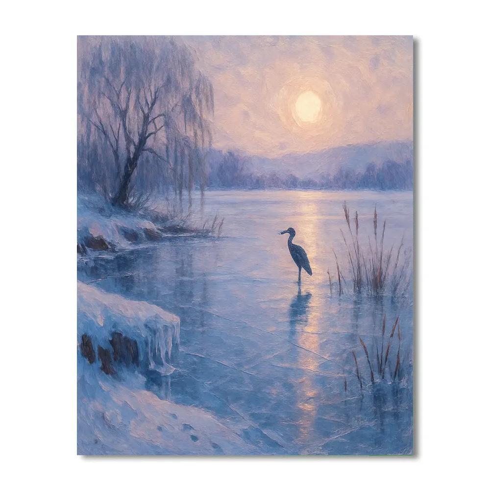 Frozen Lake With Indigo Reflections Number painting
