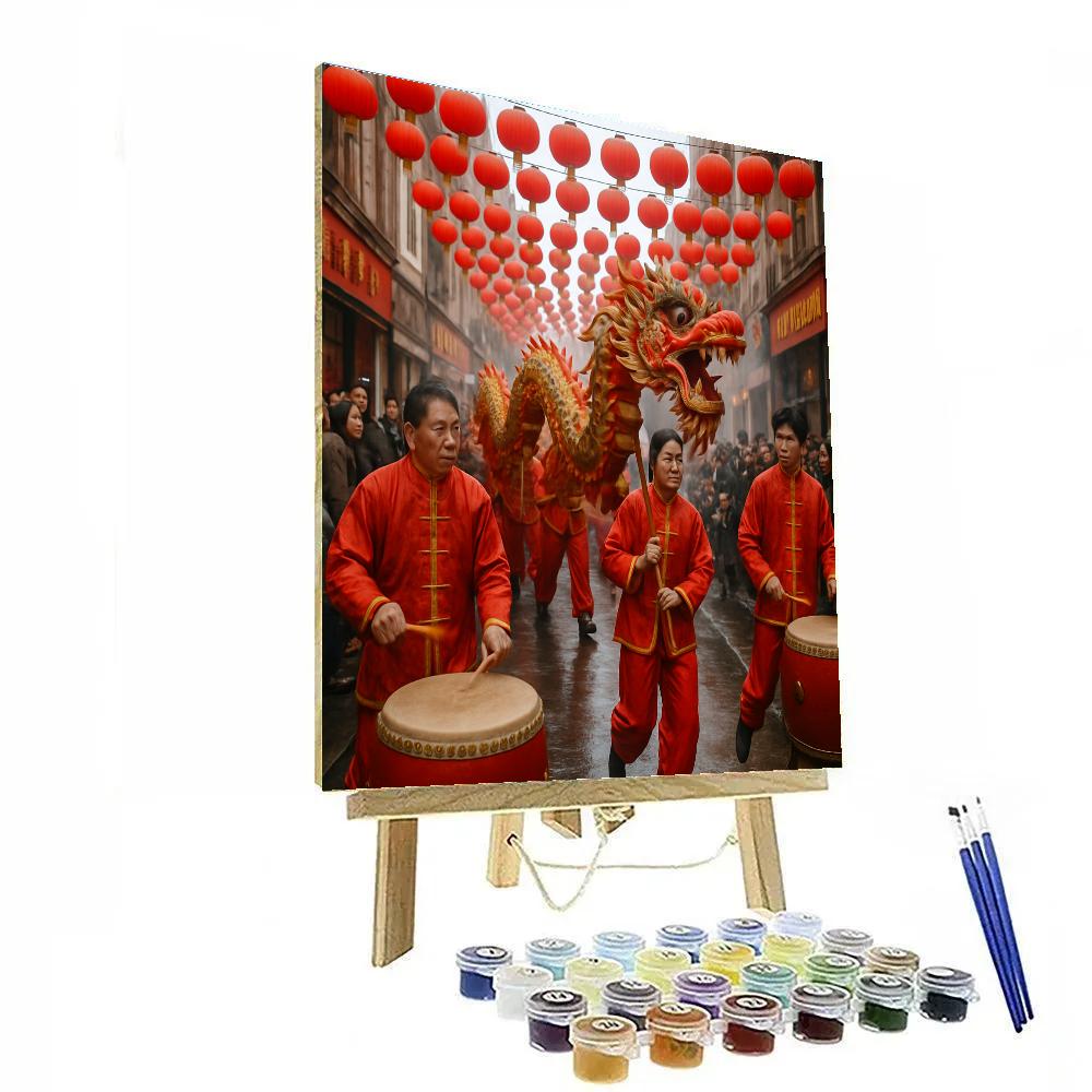 Dragon Street Dance Lunar New Year paint by number