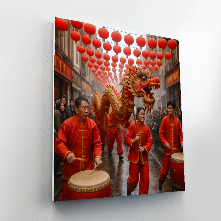 Dragon Street Dance Lunar New Year paint by number
