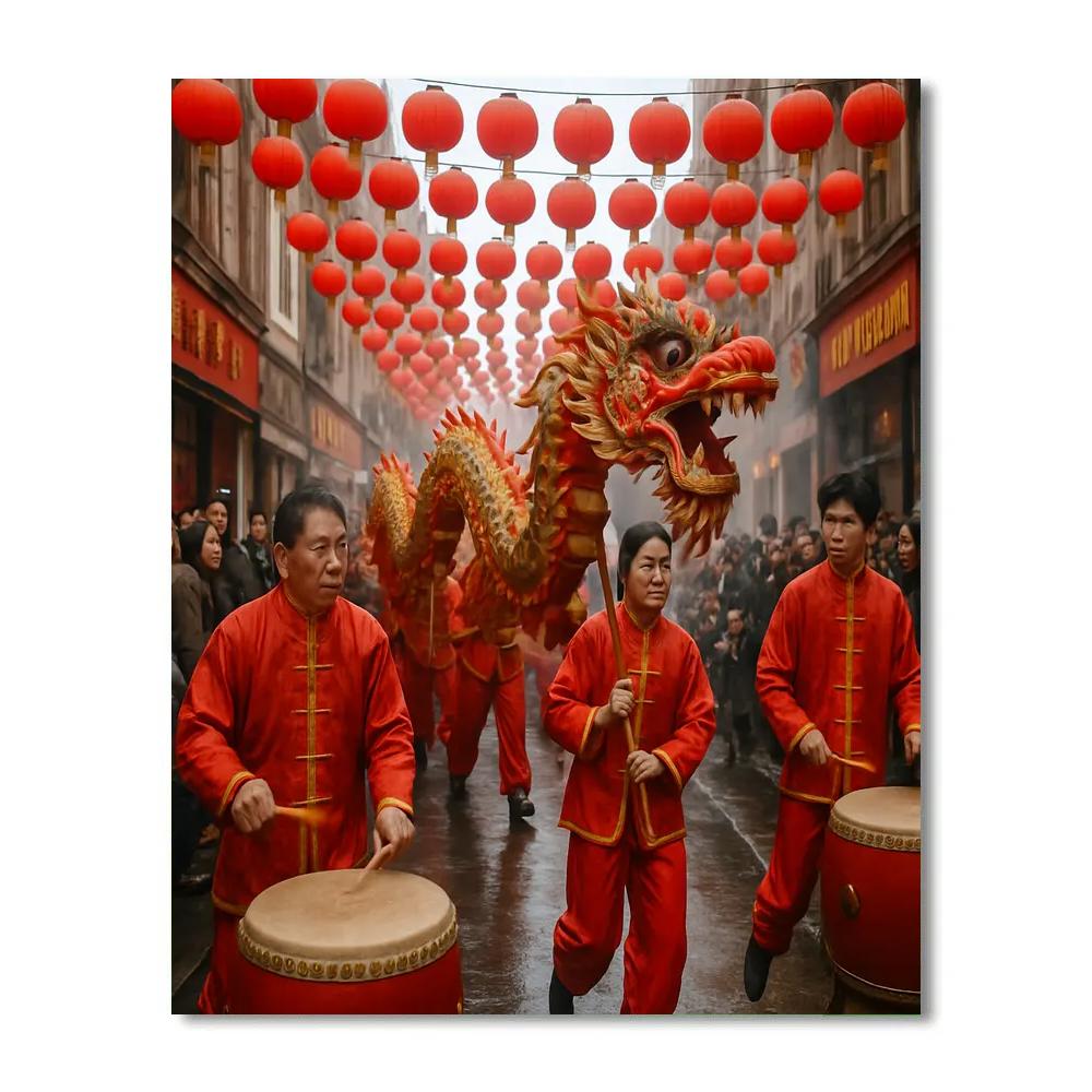Dragon Street Dance Lunar New Year paint by number