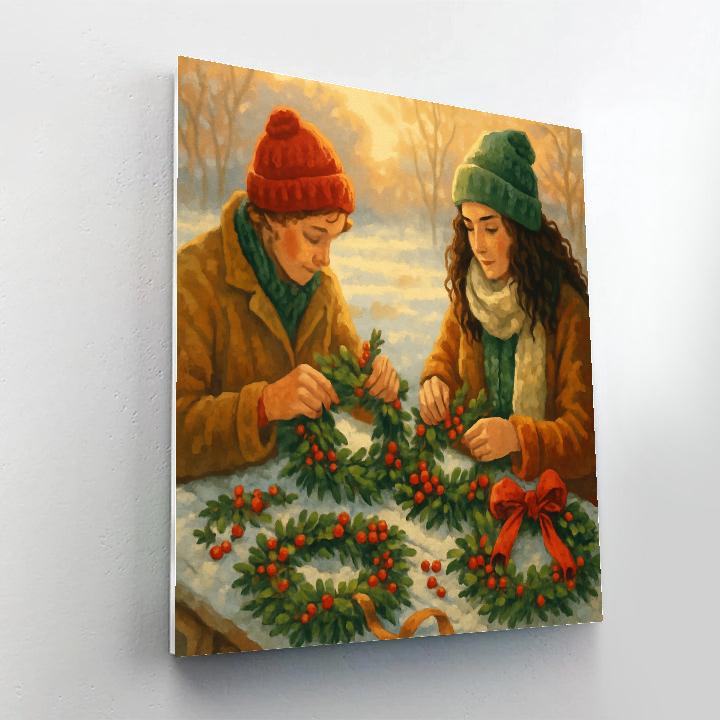 Wreathmakers At Dawn paint by color