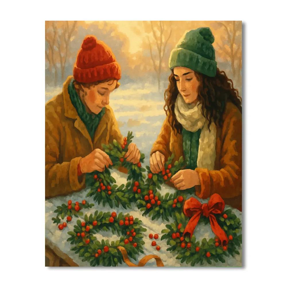 Wreathmakers At Dawn paint by color