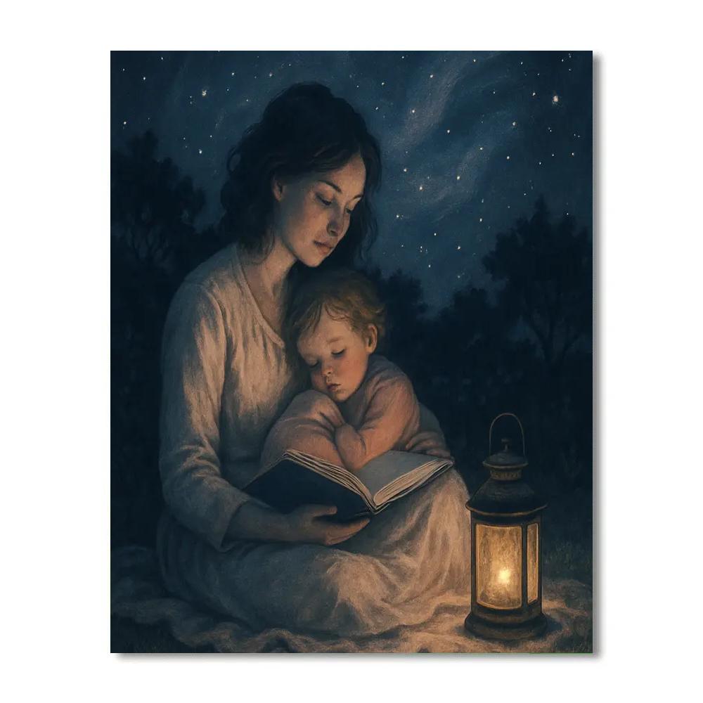 Mom Reading Under The Stars paint by number