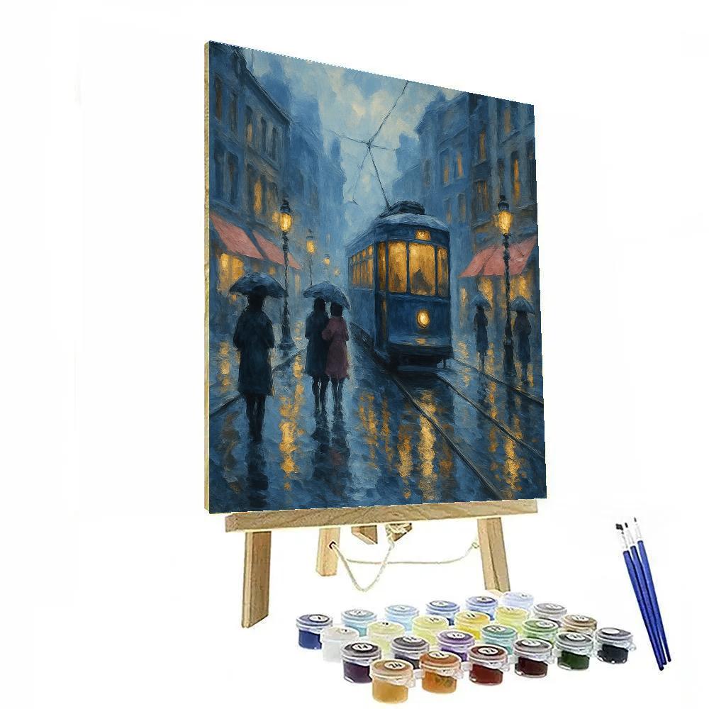Midnight Tram In Painted City paint by numbers