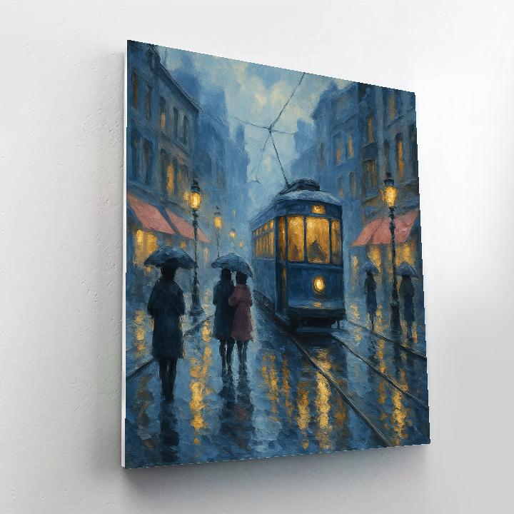 Midnight Tram In Painted City paint by numbers