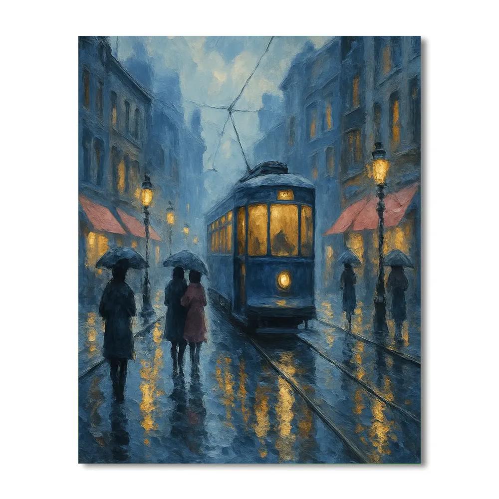 Midnight Tram In Painted City paint by numbers