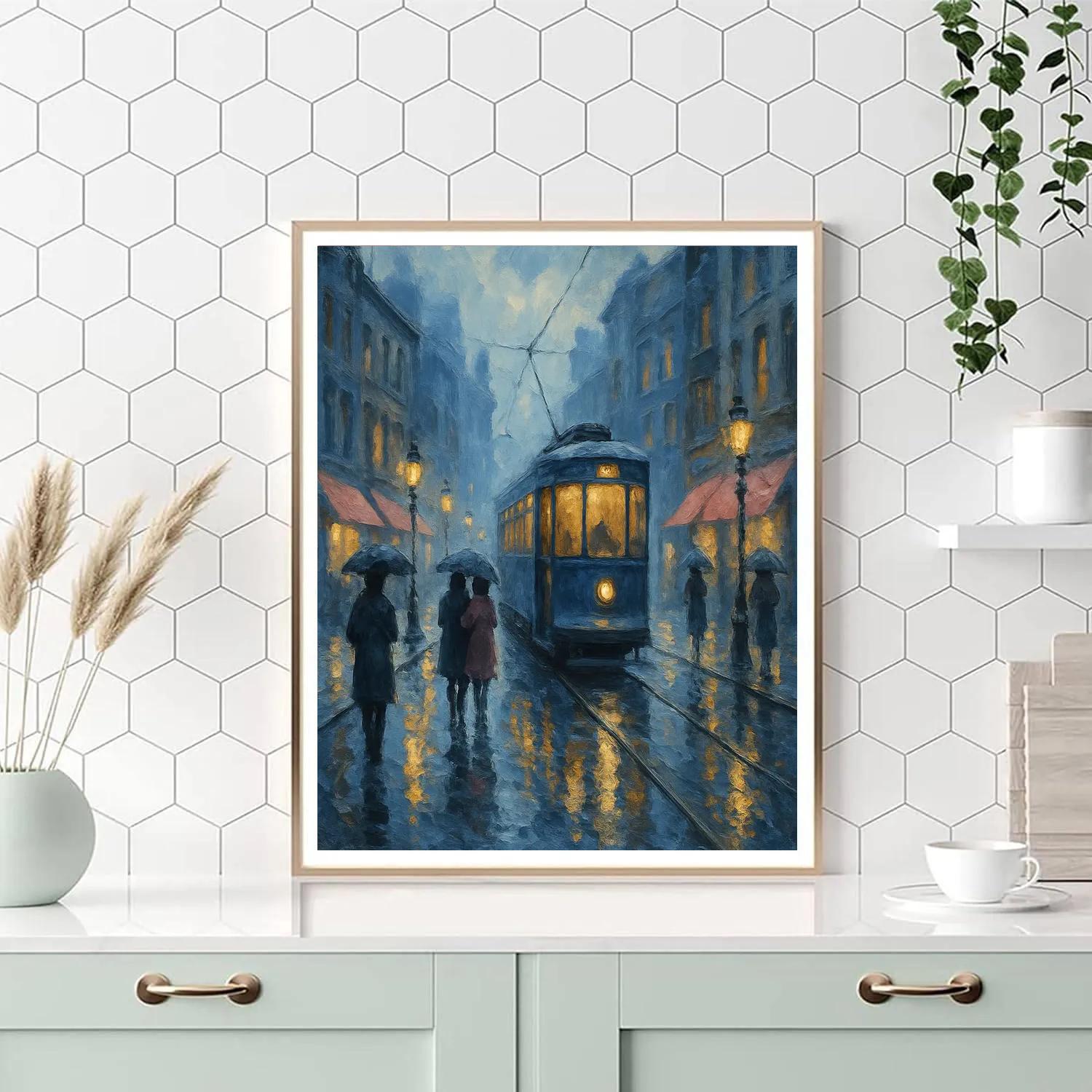 Midnight Tram In Painted City paint by numbers