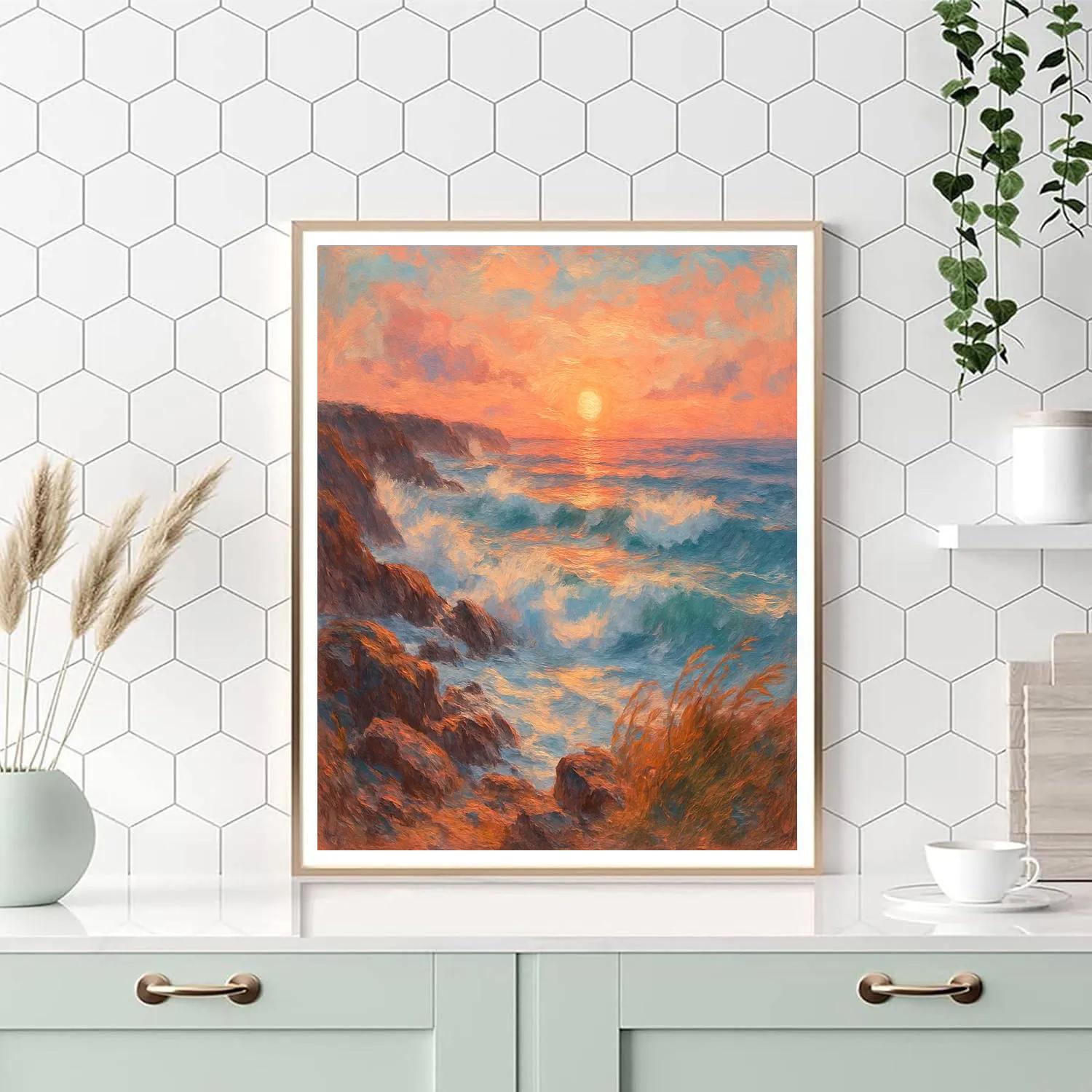 Coastal Sunset Panorama Paint by numbers art