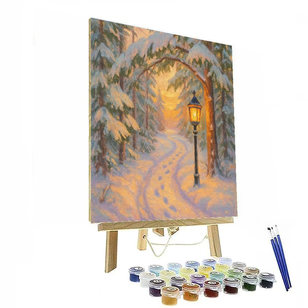 Sunset Pine Trail With Warm Lantern Number painting