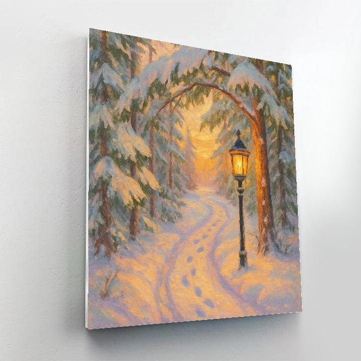Sunset Pine Trail With Warm Lantern Number painting