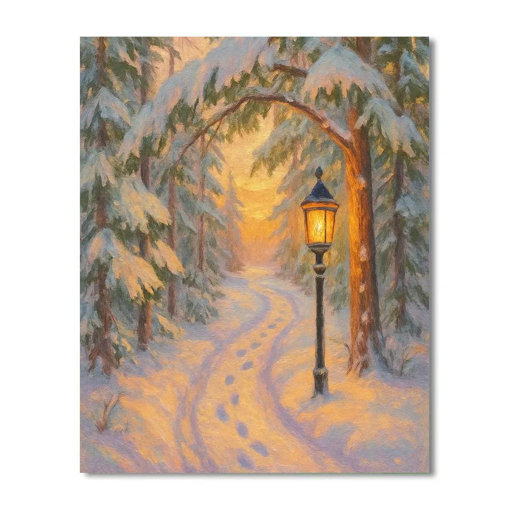 Sunset Pine Trail With Warm Lantern Number painting