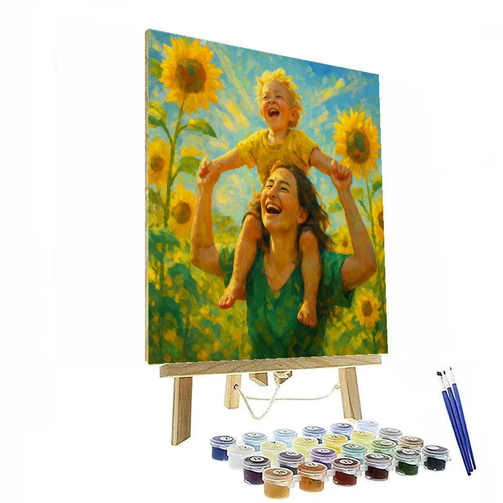 Mother And Child In A Sunflower Field paint by number