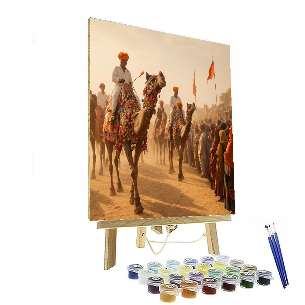 Pushkar Camel Fair Procession paint by color