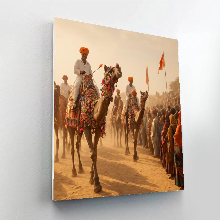 Pushkar Camel Fair Procession paint by color