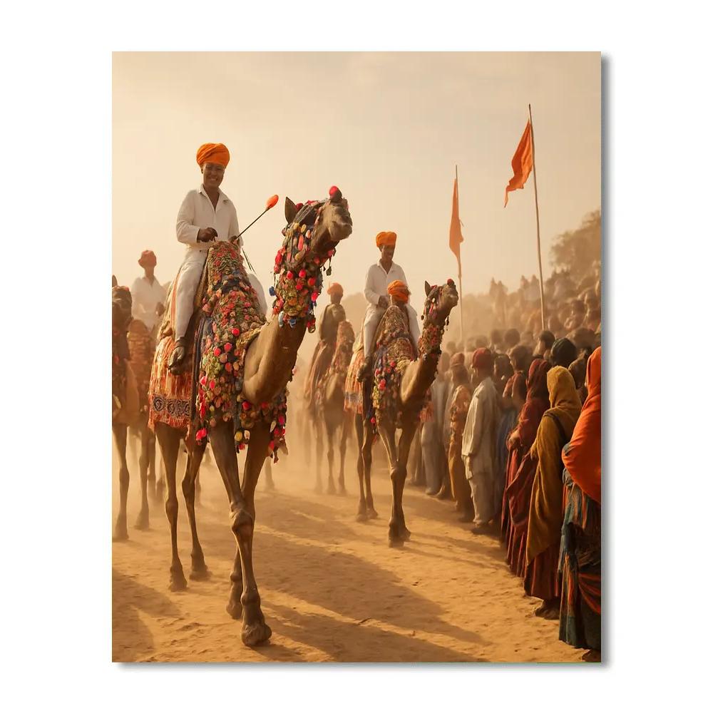 Pushkar Camel Fair Procession paint by color