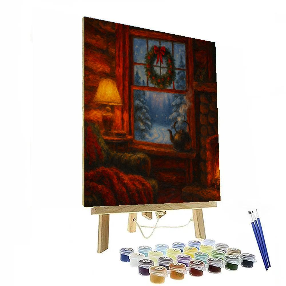 Cozy Cabin With Christmas Hearth painting number kit
