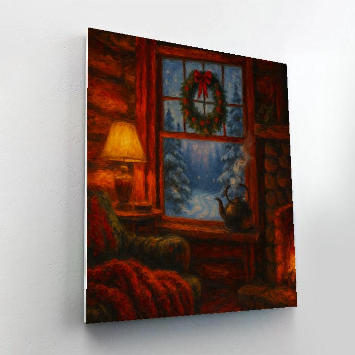 Cozy Cabin With Christmas Hearth painting number kit