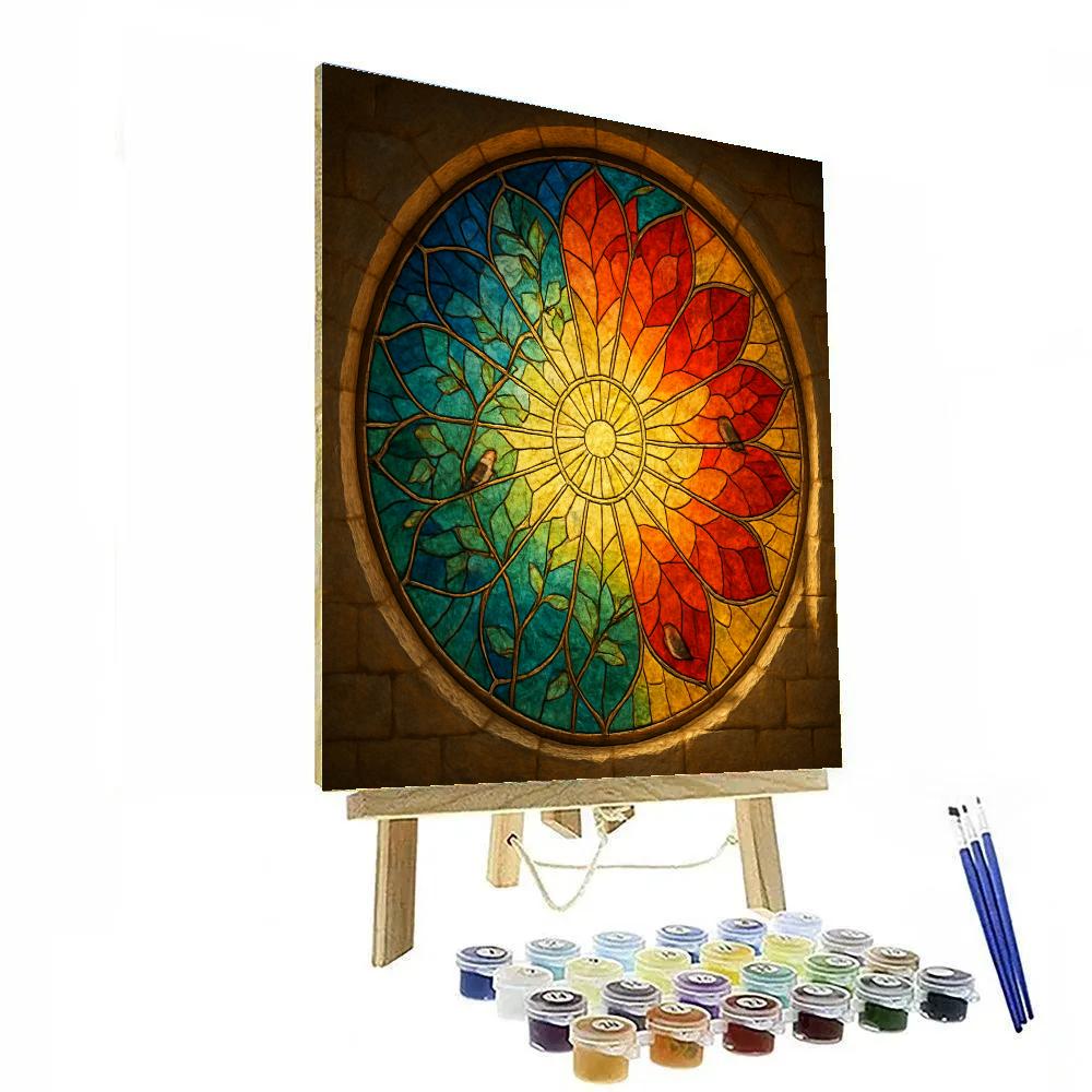Stained Glass Dawn Bloom Paint by numbers art