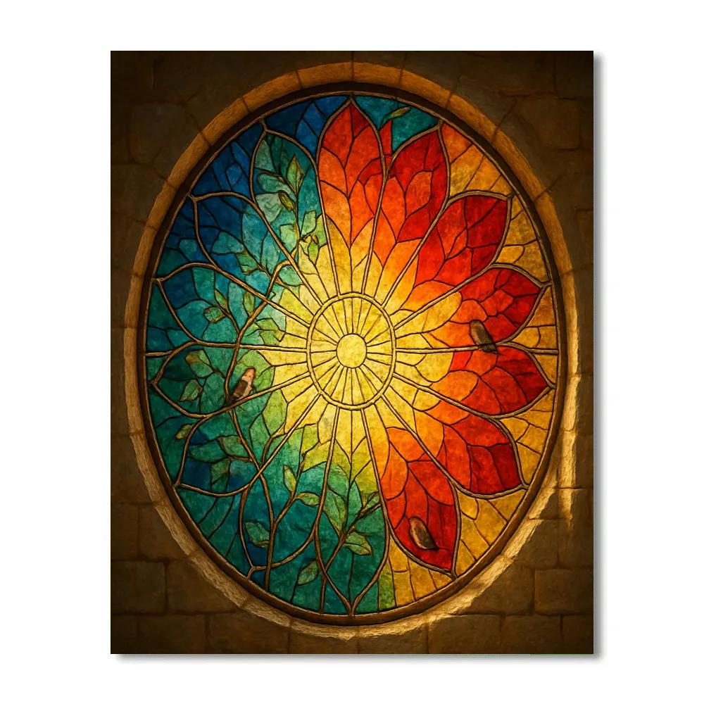 Stained Glass Dawn Bloom Paint by numbers art
