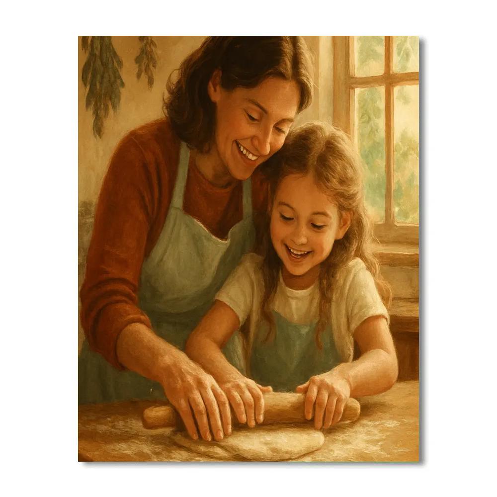 Quiet Kitchen Baking With Mom paint by color