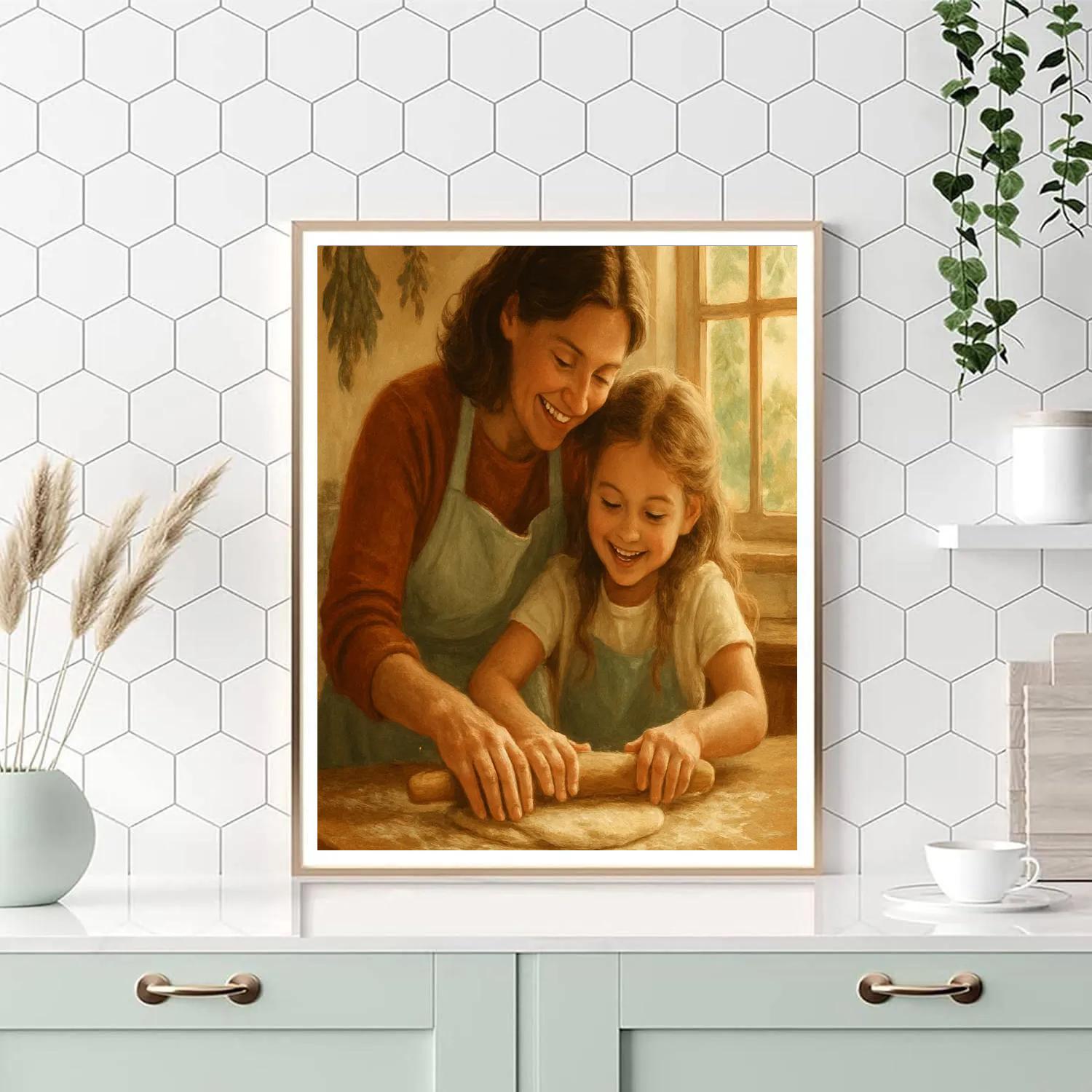 Quiet Kitchen Baking With Mom paint by color