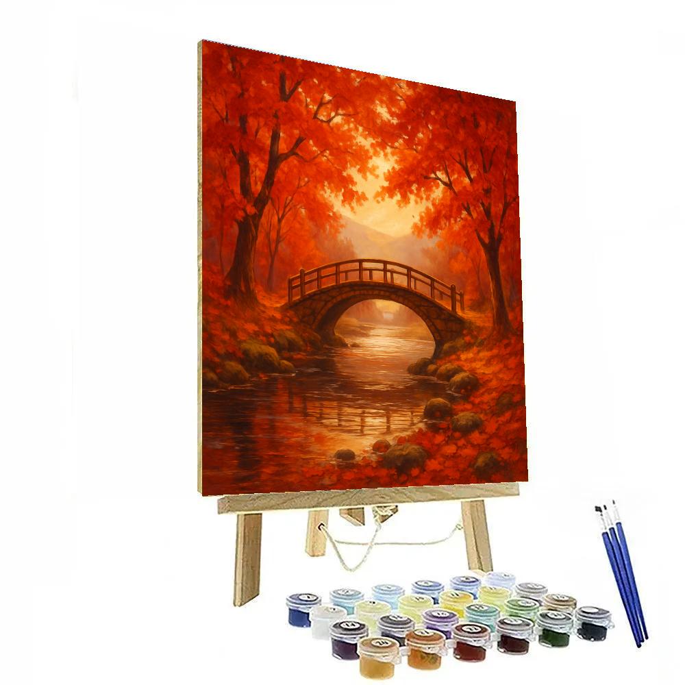 Cobblestone Bridge Under Autumn Canopy Paint by numbers kits