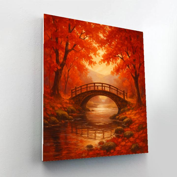 Cobblestone Bridge Under Autumn Canopy Paint by numbers kits