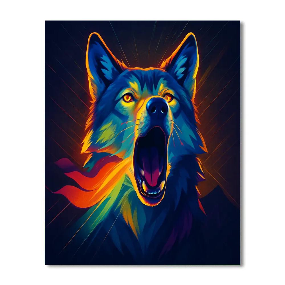 Prismatic Wolf Howl painting number kit