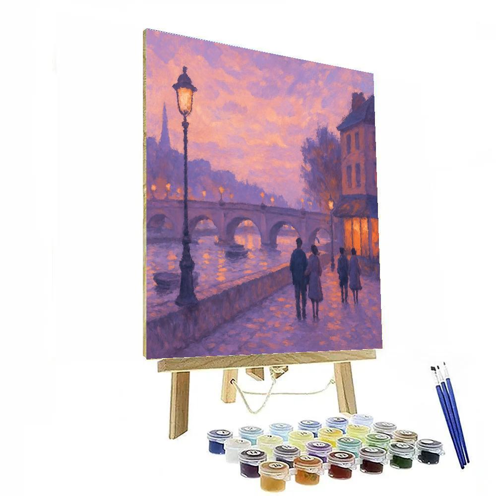 Lantern Bridge At Dusk Cozy View painting number kit