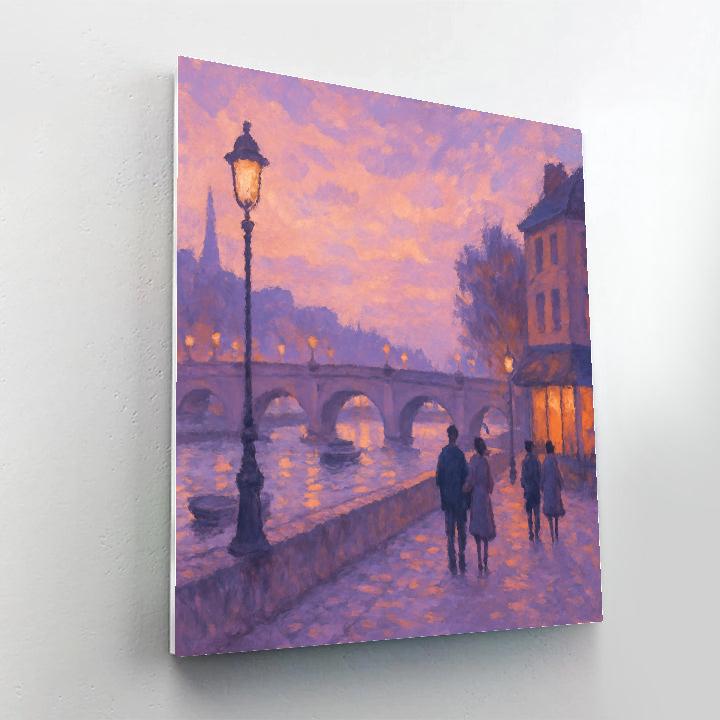 Lantern Bridge At Dusk Cozy View painting number kit