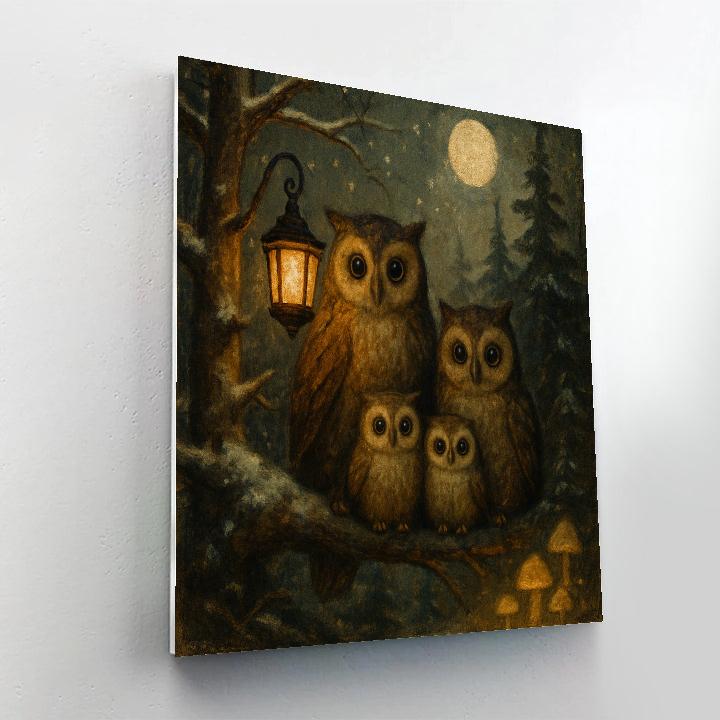 Owl Lantern Clearing Number painting