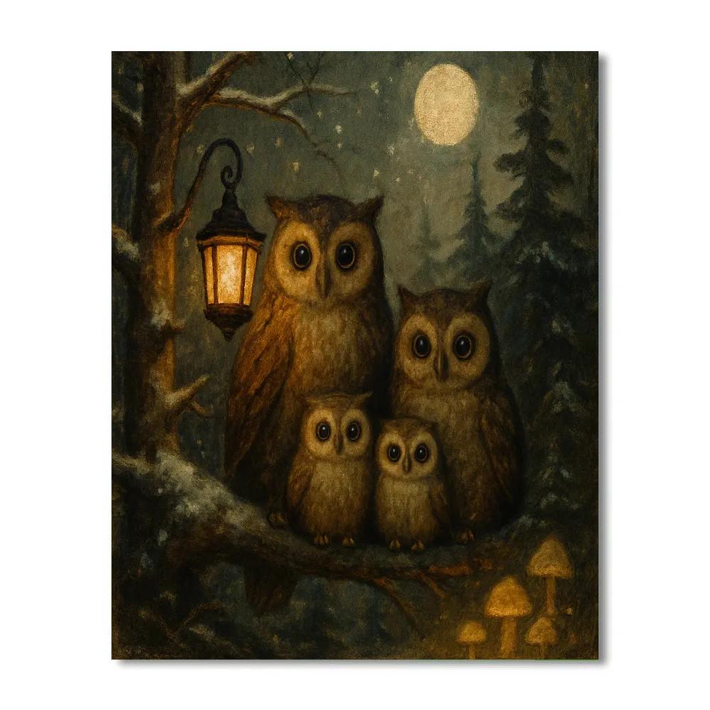 Owl Lantern Clearing Number painting