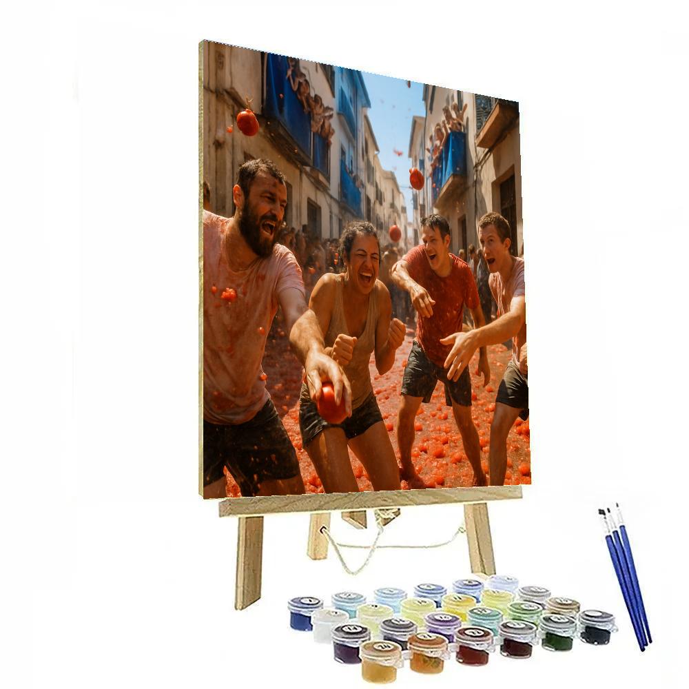 La Tomatina Tomato Throw Celebration painting number kit