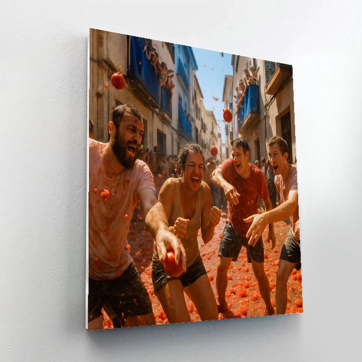 La Tomatina Tomato Throw Celebration painting number kit