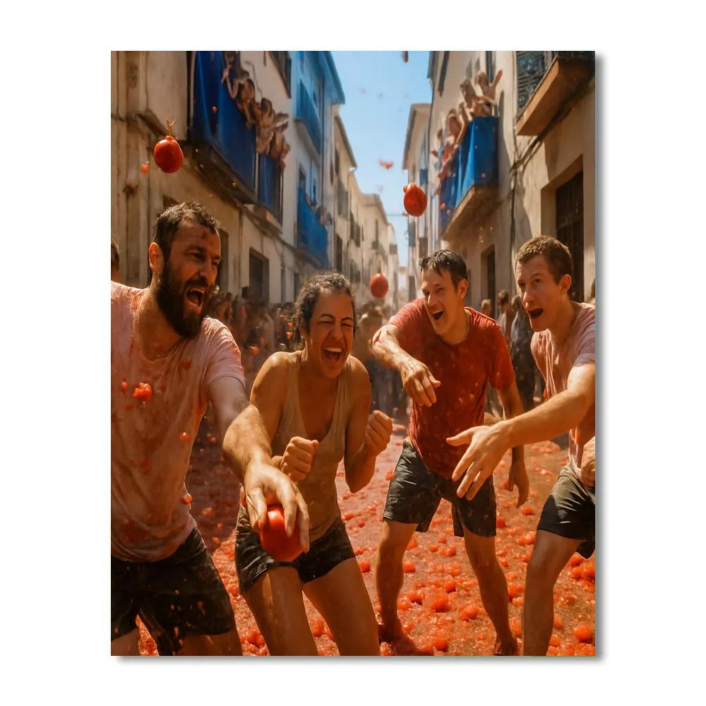 La Tomatina Tomato Throw Celebration painting number kit
