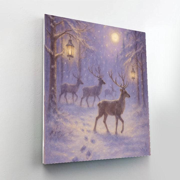 Reindeer Forest Midnight Walk DIY paint by numbers