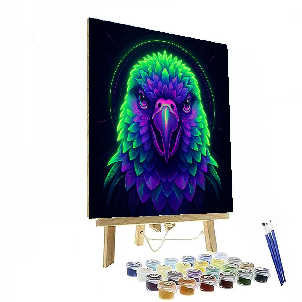 Neon Parrot Kaleidoscope DIY paint by numbers