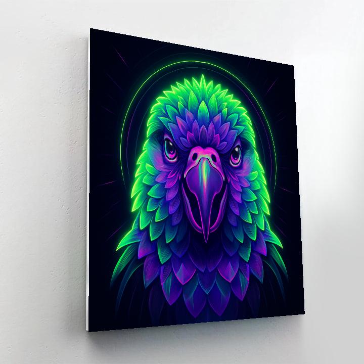 Neon Parrot Kaleidoscope DIY paint by numbers