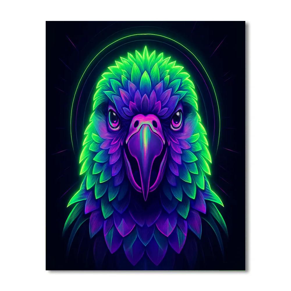 Neon Parrot Kaleidoscope DIY paint by numbers